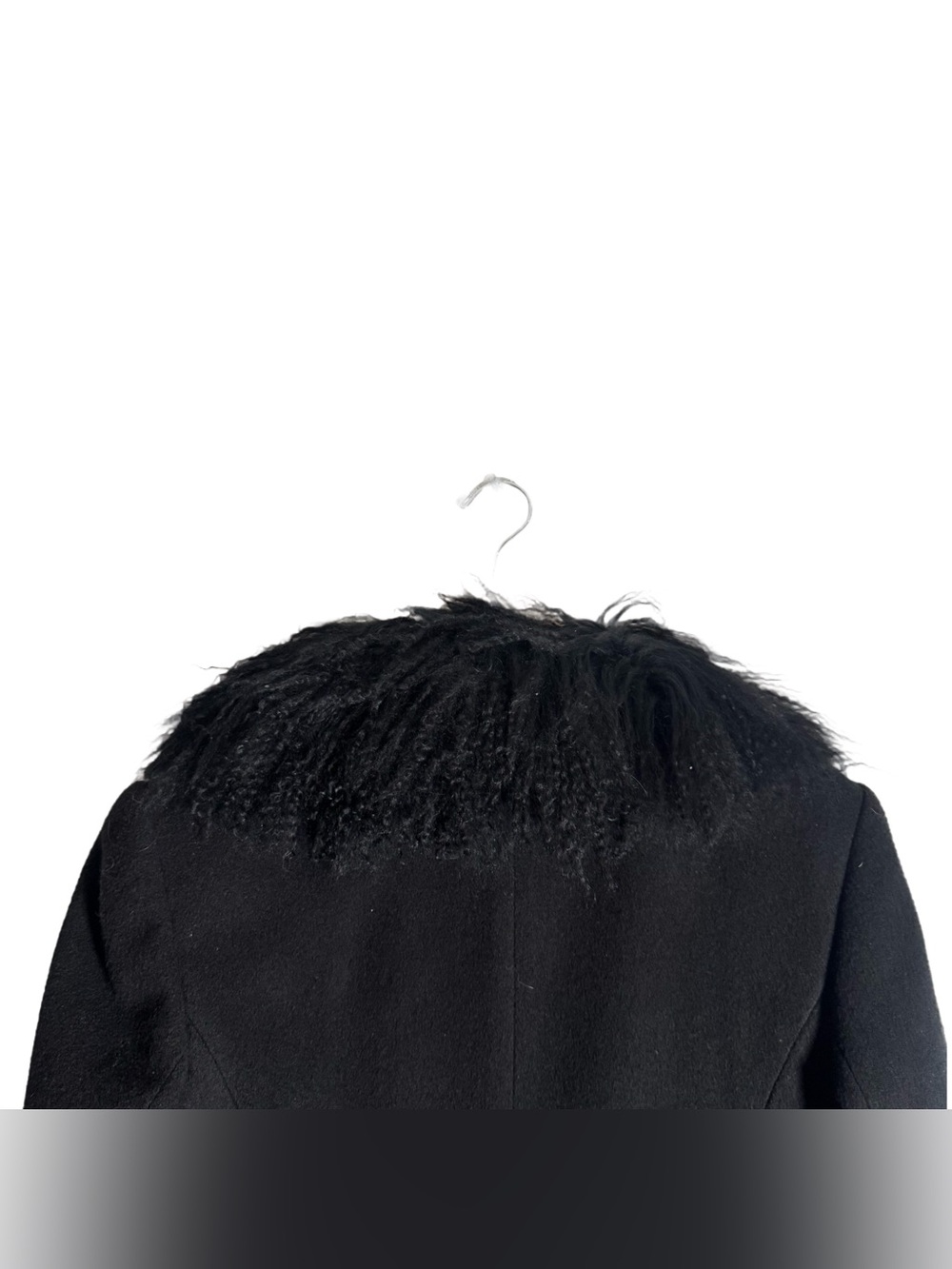 Marvin Richard's Wool Trench Coat Women's 8 Black Himalayan Sheep Fur Trim 90s - Picture 5 of 7